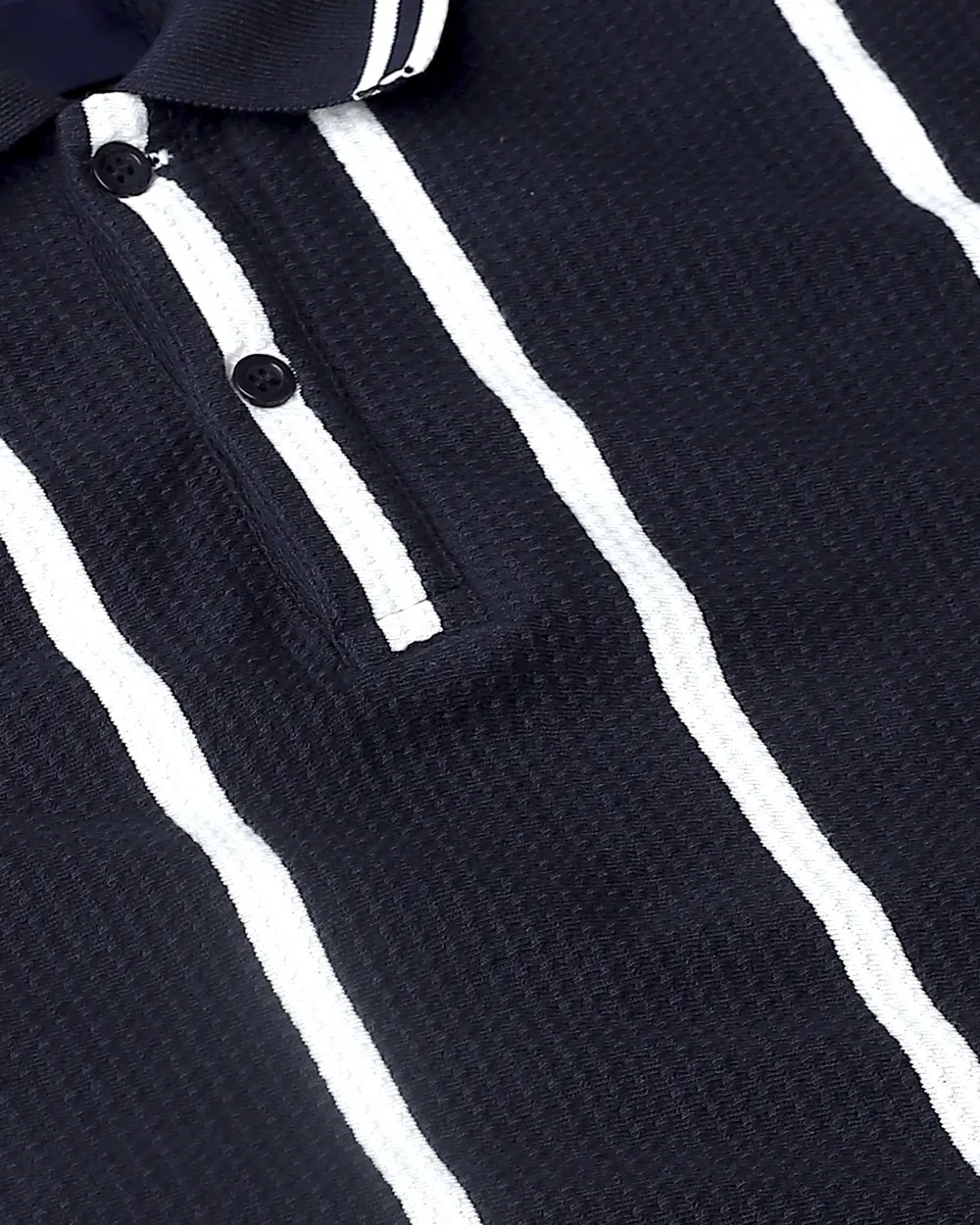 Daily Simple And Slimming Navy Striped Polo Shirt