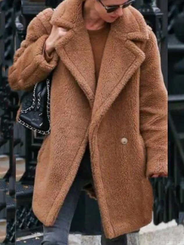 Loose Casual Shawl Collar Teddy Jacket