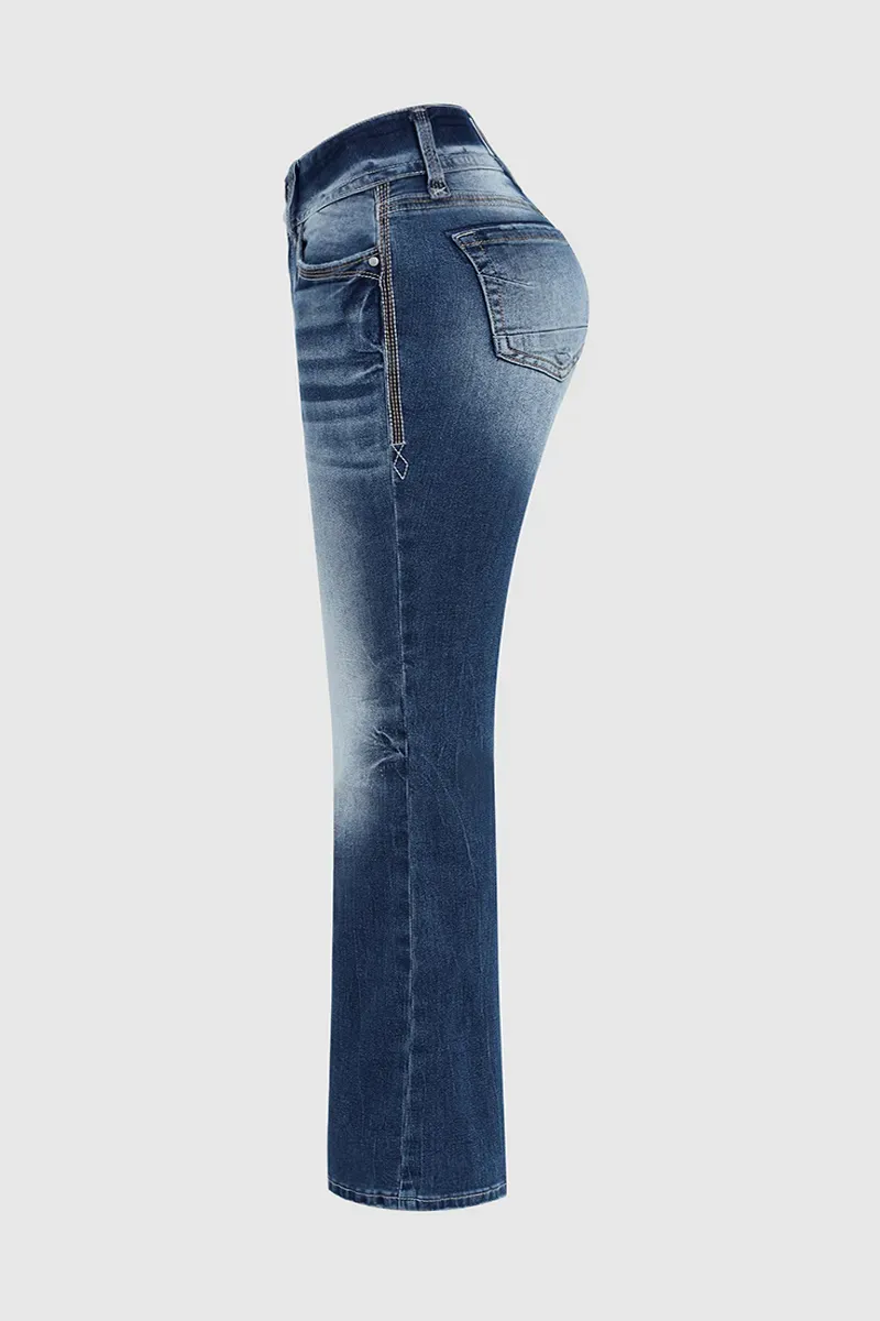 90s Vintage Slant Pocket Mid Waist Bootcut Jeans