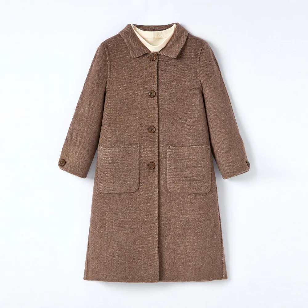 Stand Collar Solid Mid-Length Trench Coat