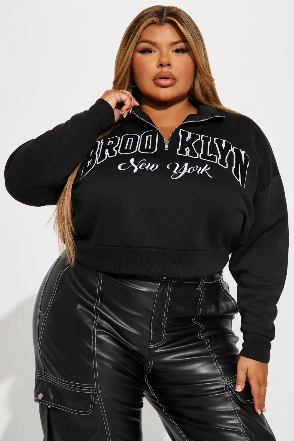 Out in Brooklyn Half Zip Sweatshirt - Black