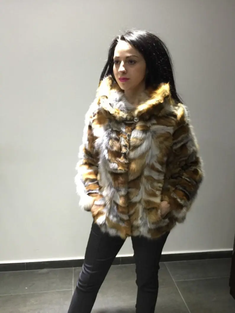 Red Fox Fur Knee Length Jacket