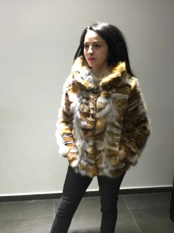 Red Fox Fur Knee Length Jacket