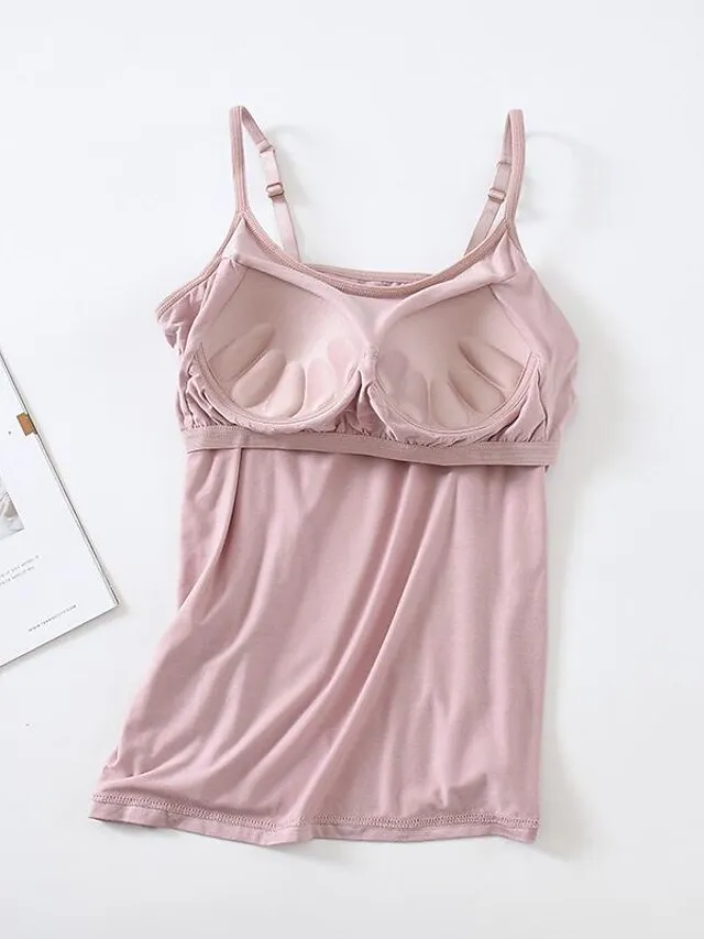 Women's Tank Top Plain Black White Pink Sleeveless Casual Basic U Neck Regular Fit