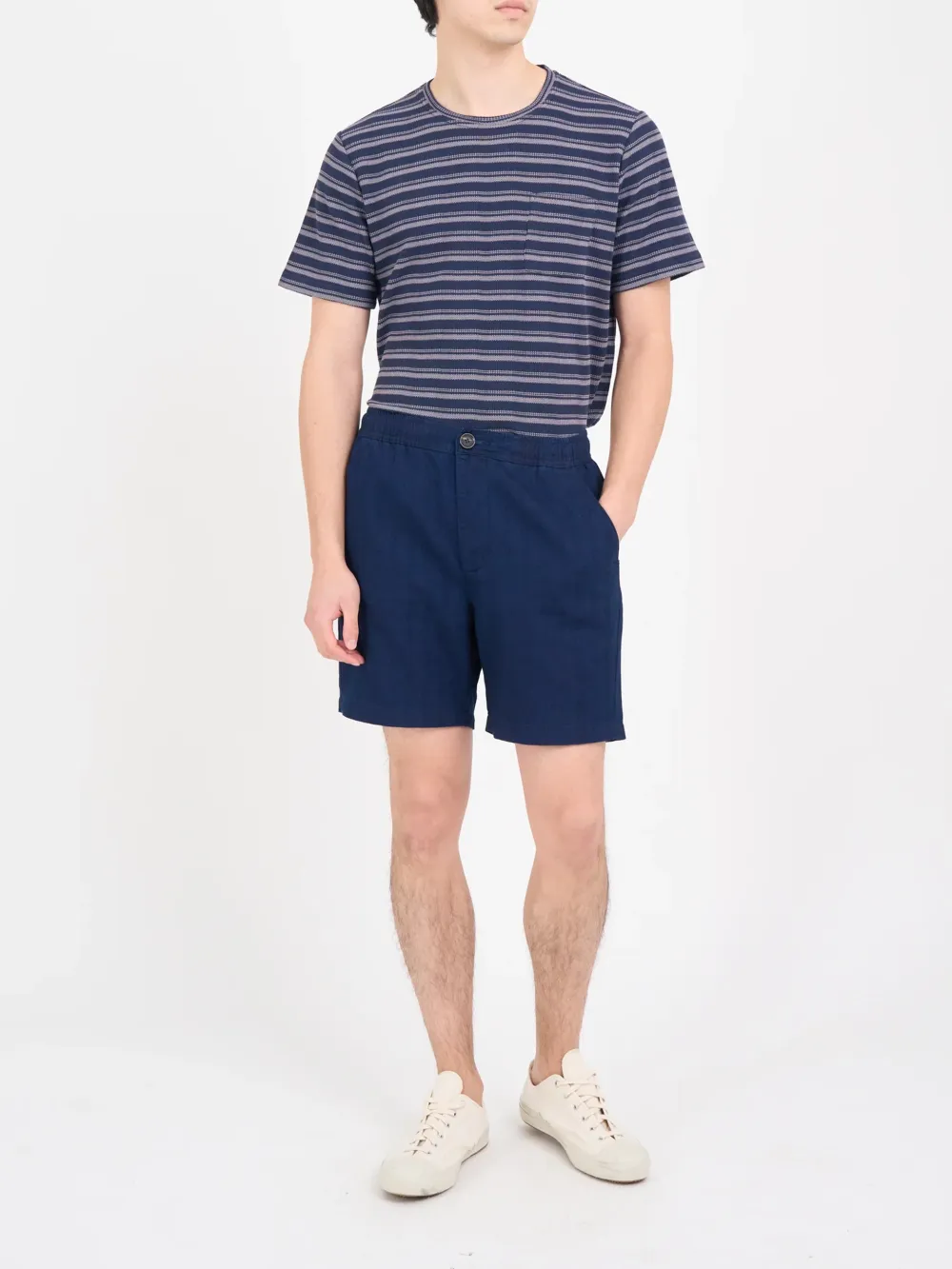 Indigo Blue Straight-Leg Cotton Shorts