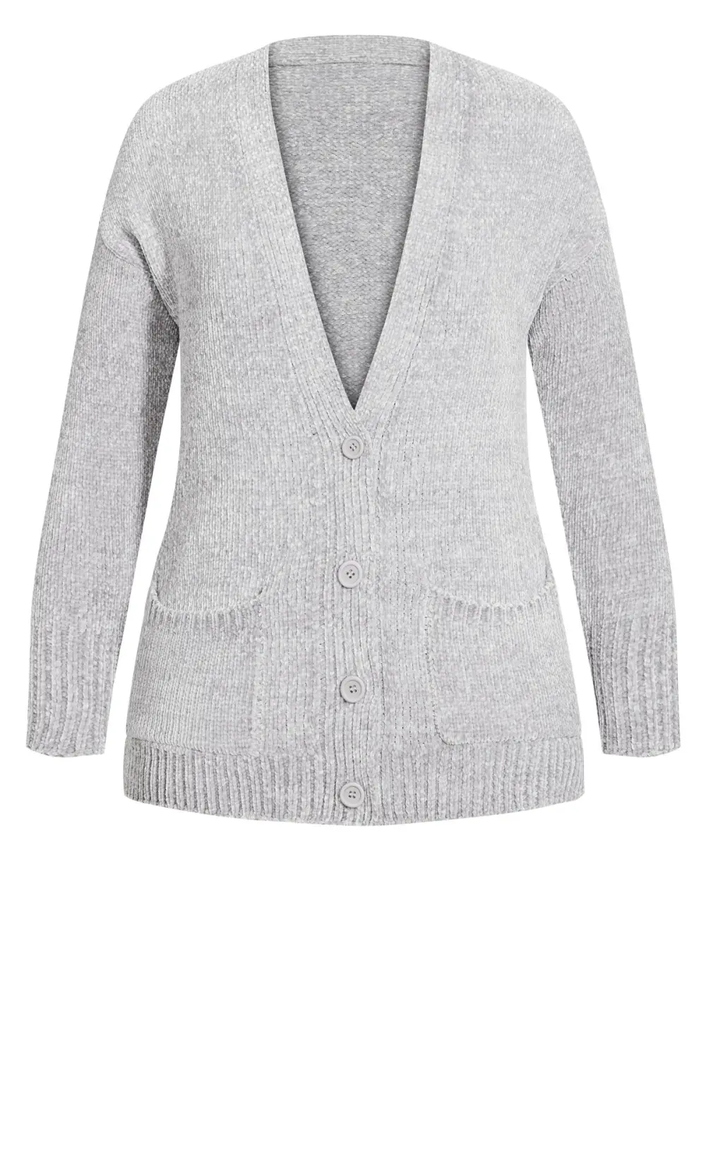 Evans Grey Chenille Cardigan