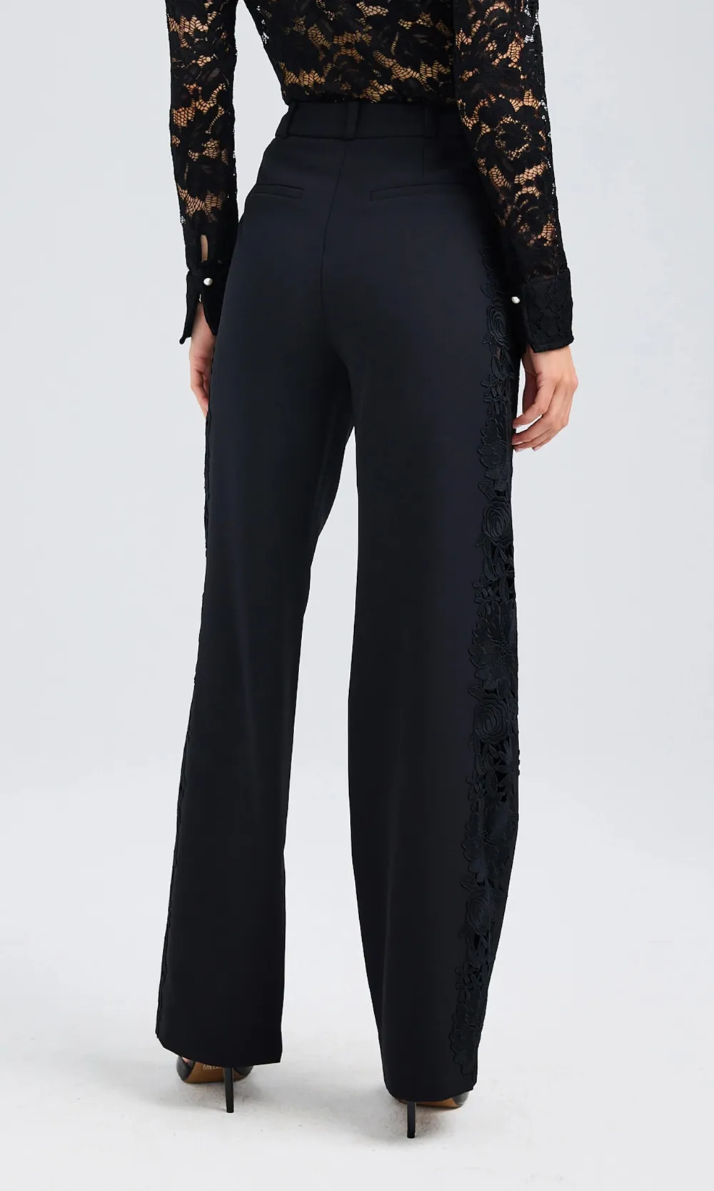 Lace Straight-Leg Pants