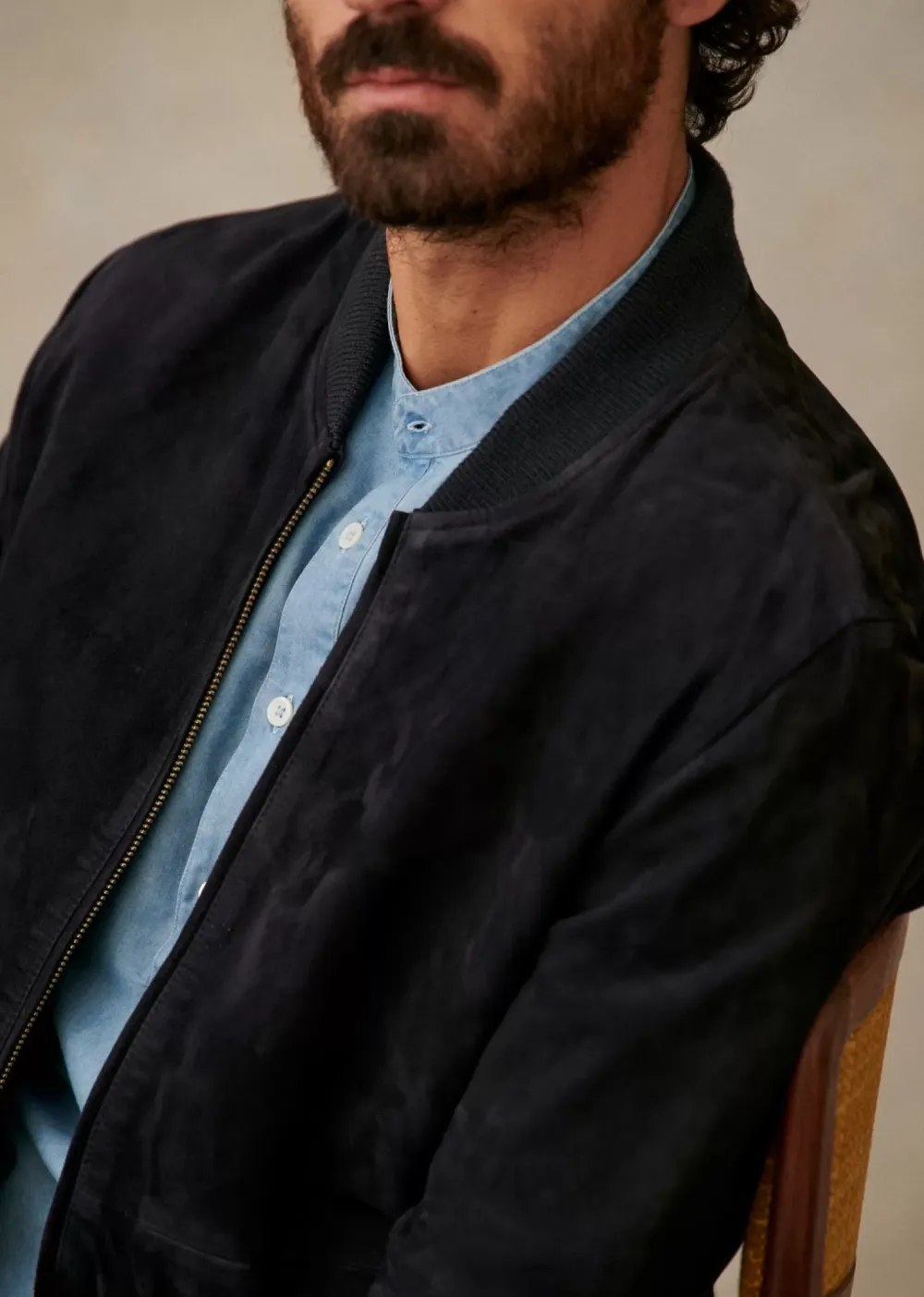 Suede Crew Neck Jackets