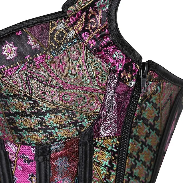 Corset Women's Corsets Halloween Wedding Party Party & Evening Plus Size Black White Purple Breathable Overbust Corset Zipper Lace Up Backless Tummy Control Push Up Flower All Seasons