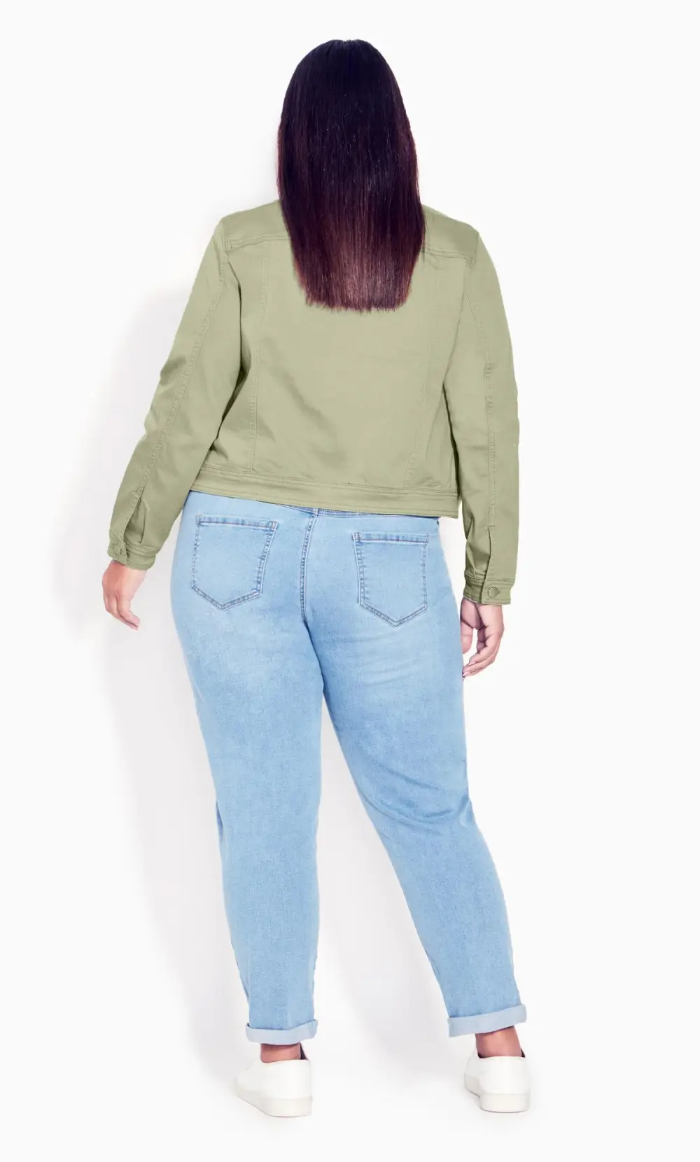 Evans Khaki Green Cropped Denim Jacket