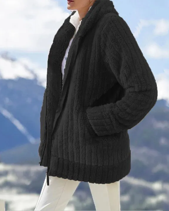 Plush Solid Zipper Jacket