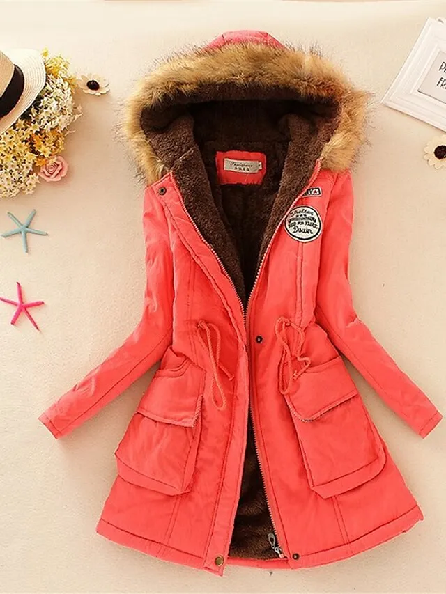 Women's Winter Coat Fleece Lined Parka Thermal Warm Windproof Puffer Jacket with Pocket Hooded Heated Jacket Fall Outerwear Drawstring Outdoor Street Fashion Casual Outerwear