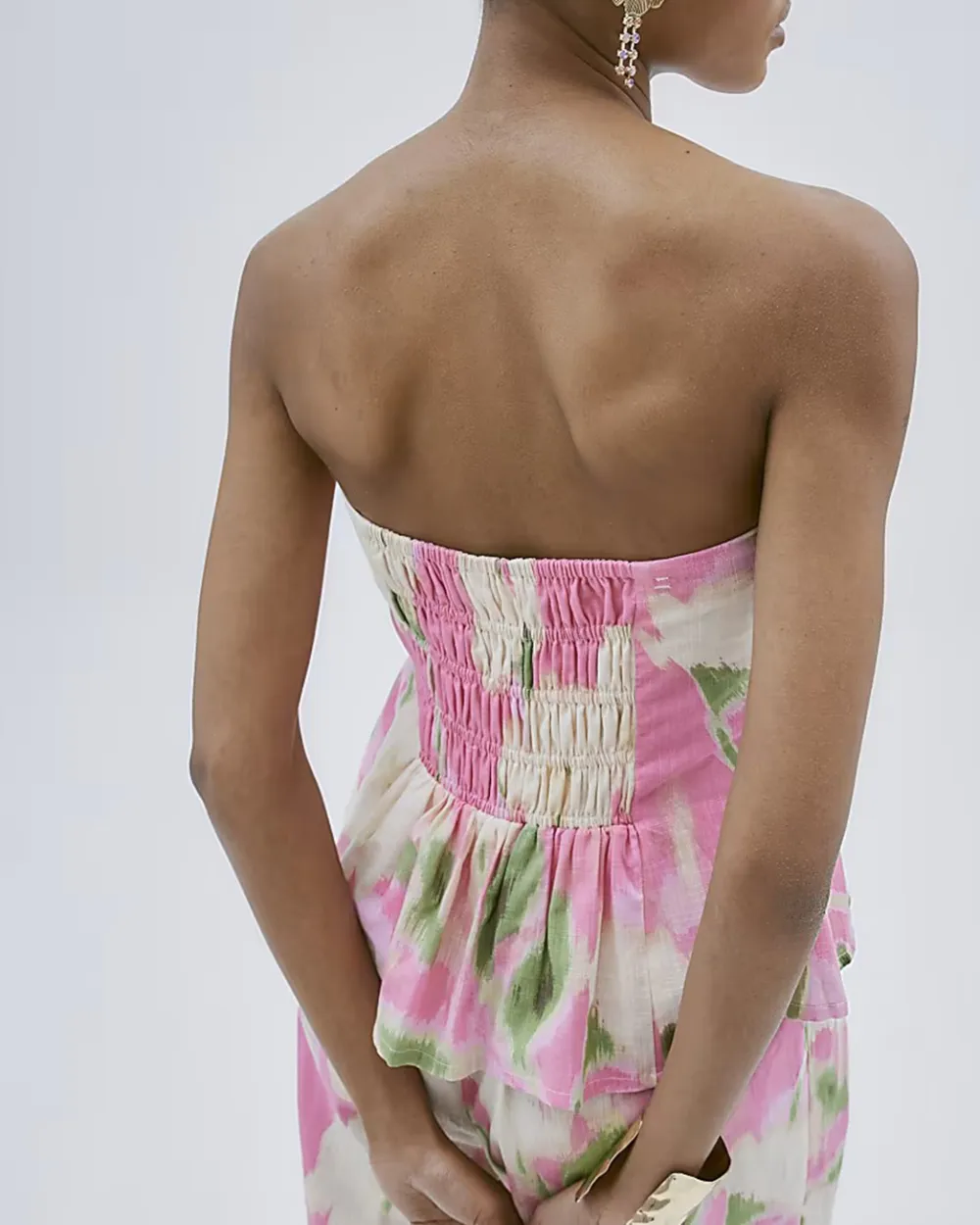 Cotton Art Floral Off-the-shoulder Jumpsuits