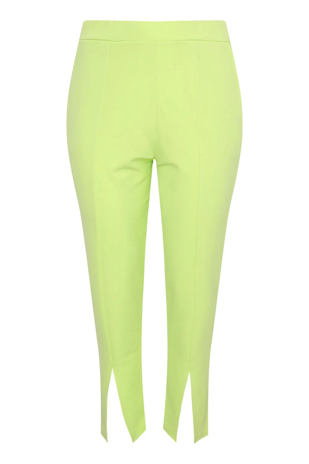 YOURS Curve Lime Green Split Hem Stretch Tapered Trousers