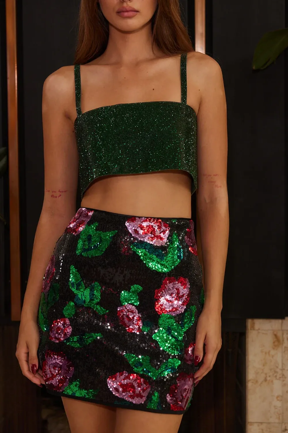 Rhinestone Short Camisole Top