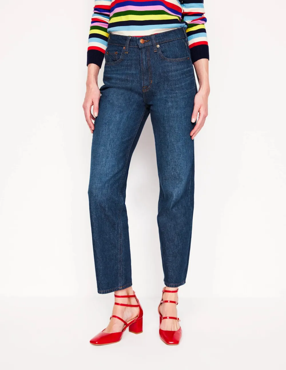 High Rise Straight Leg Jeans -Indigo