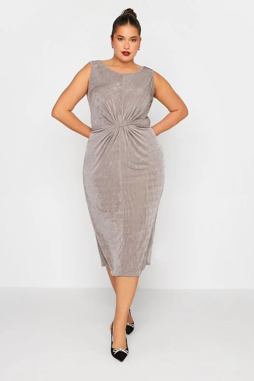 LTS Tall Silver Knot Front Midi Dress