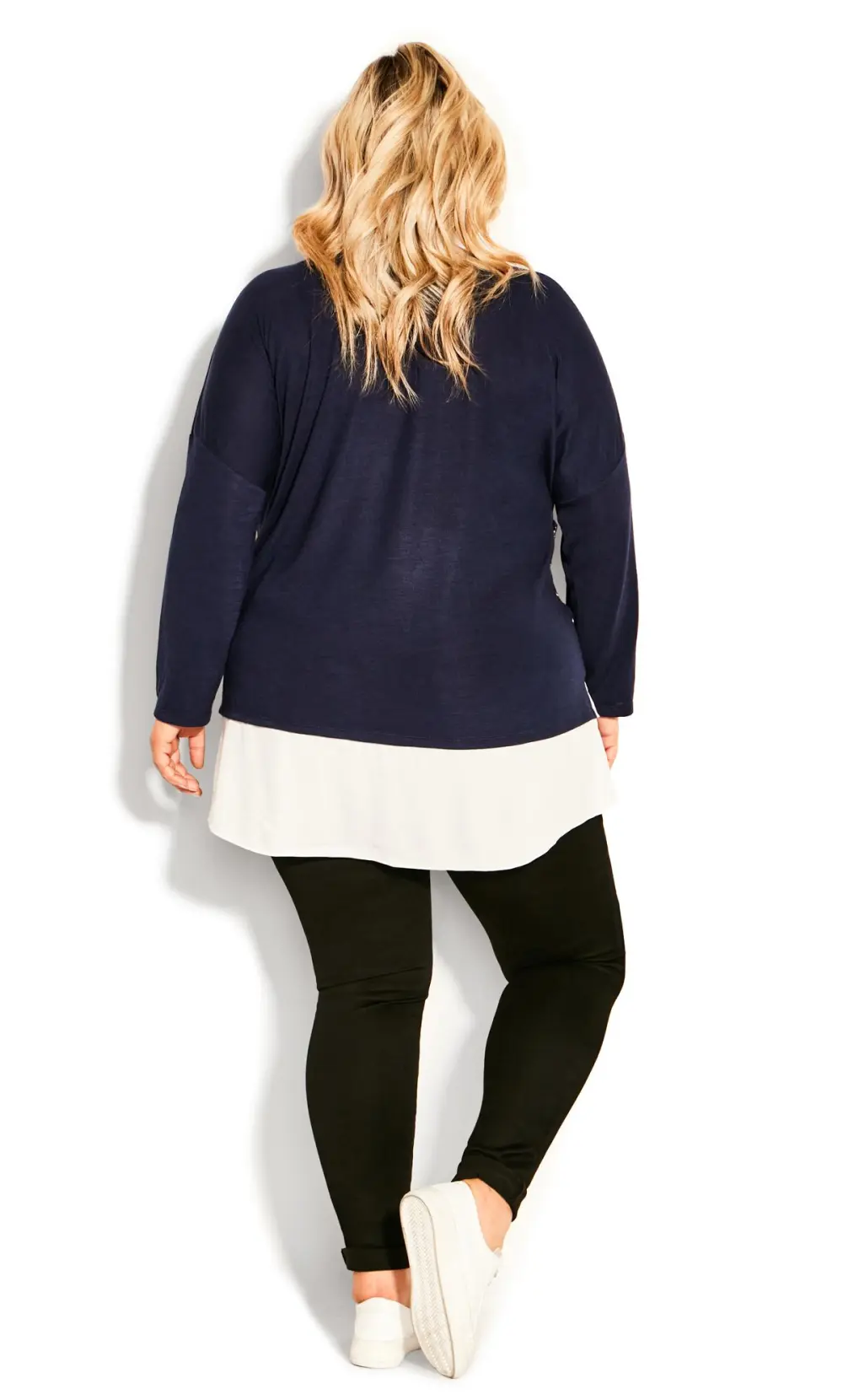 Evans Navy Blue Button Detail Knitted Top