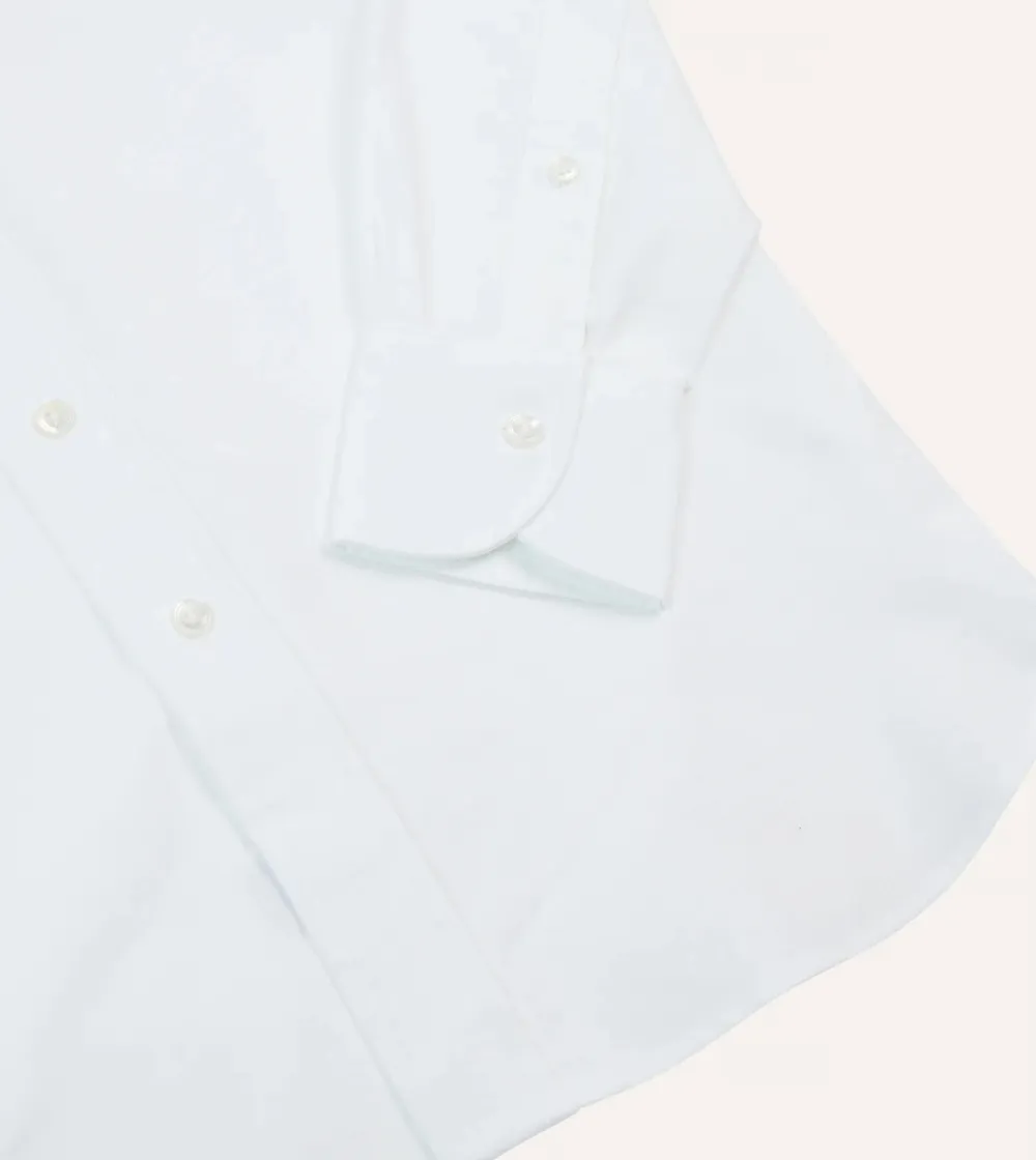 White Oxford Cotton Cloth Button-Down Shirt Lapel Plain