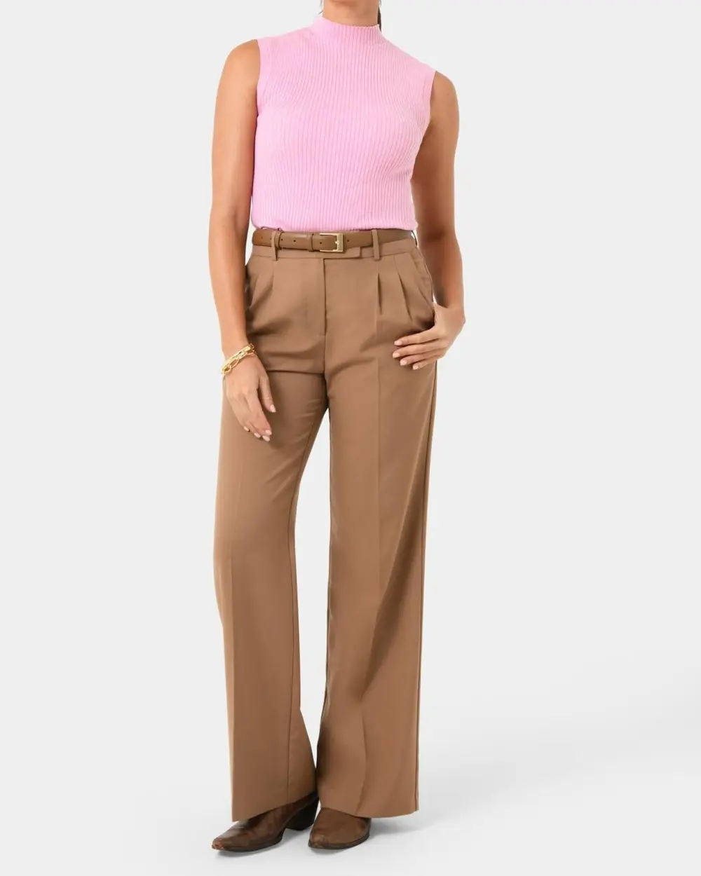 Ribbed Knit Texture Mock Neck Knit