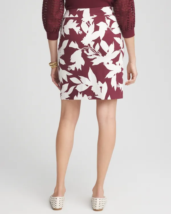 Maroon and White Floral Print Mini Skirt