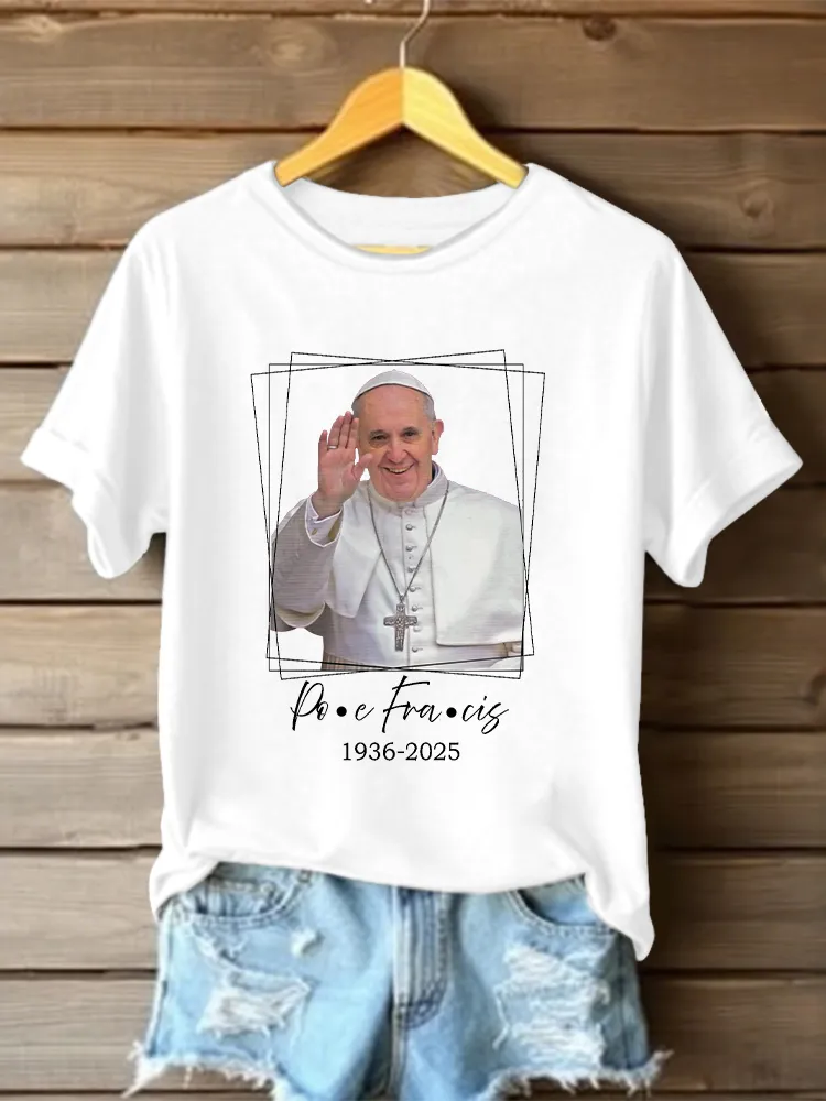 Women's Rest In Peace 1936-2025 Print Short Sleeve Round Neck Cotton T-Shirt