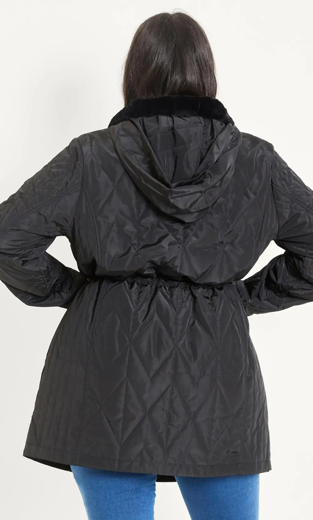 Evans Black Quilted Parka Coat
