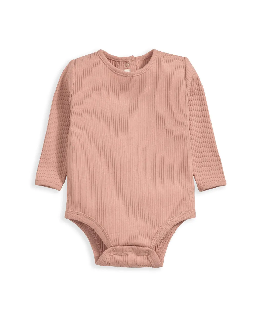 Organic Rib Bodysuit - Dusky Pink