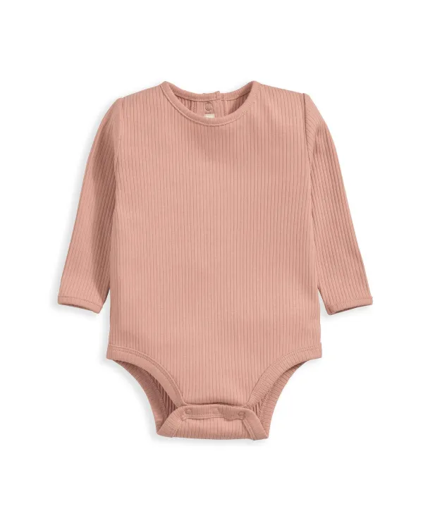 Organic Rib Bodysuit - Dusky Pink