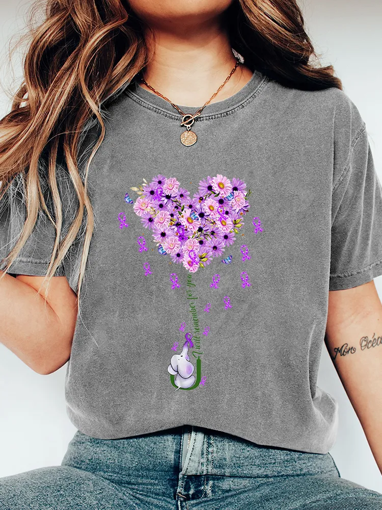Women's I Will Remember For You Purple Ribbon Alzheimer Elephant Premium T-Shirt