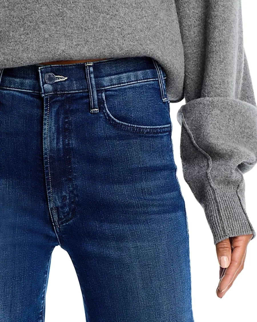 Belt Loops High Rise Flare Leg Ankle Jeans