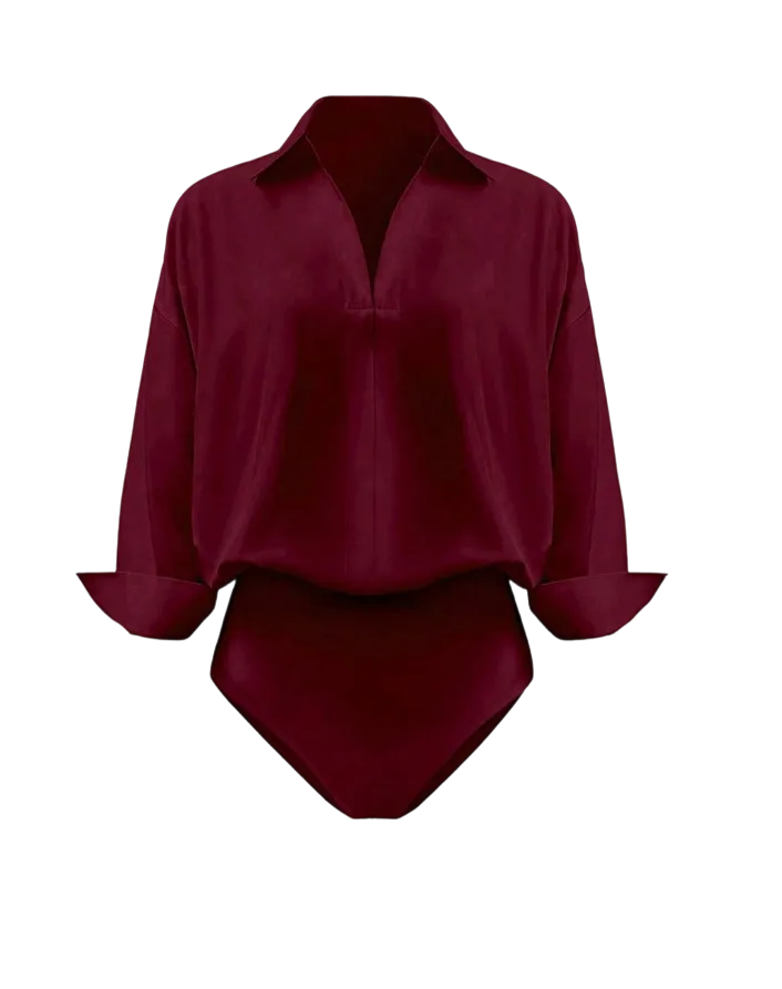 Women's Collared Long Sleeve Bodysuit