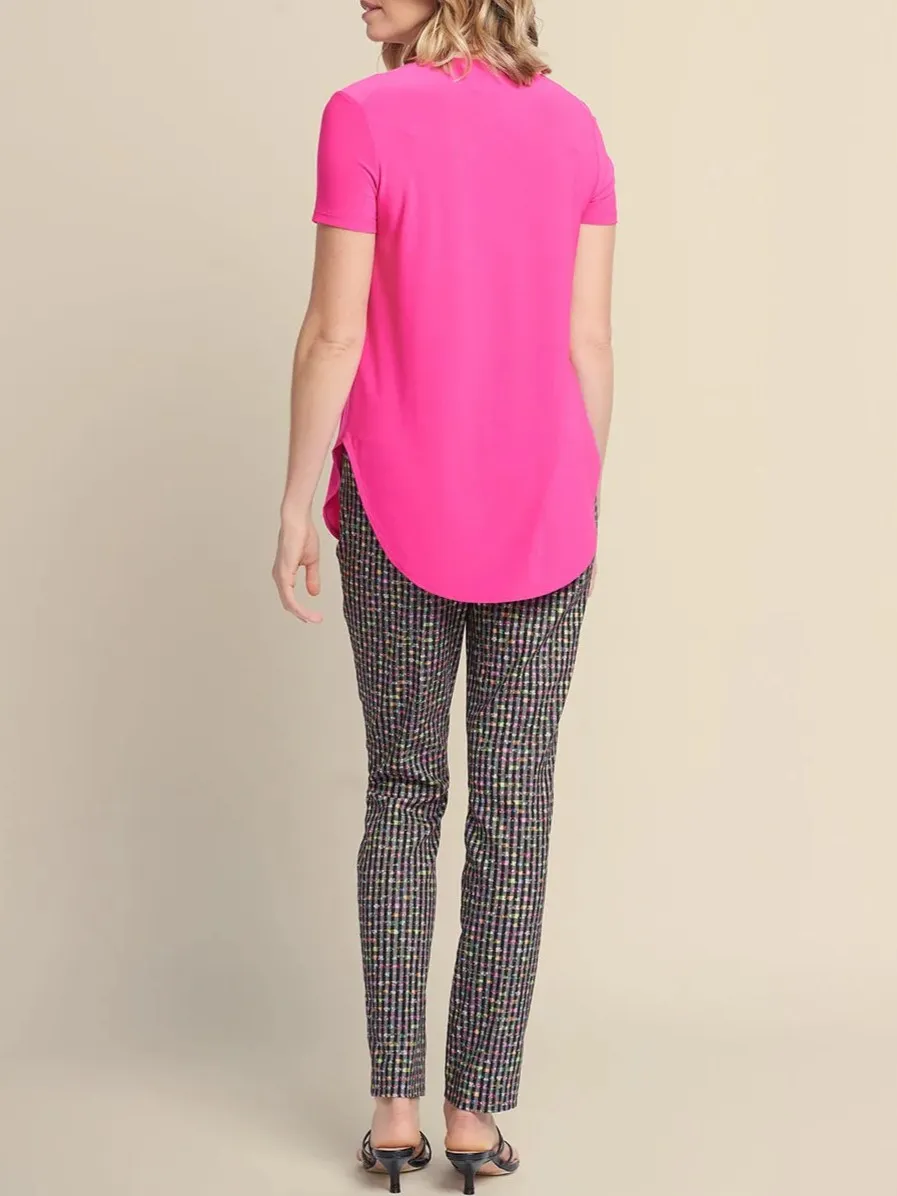 Navy Blue Curved - Hem Short - Sleeve Top