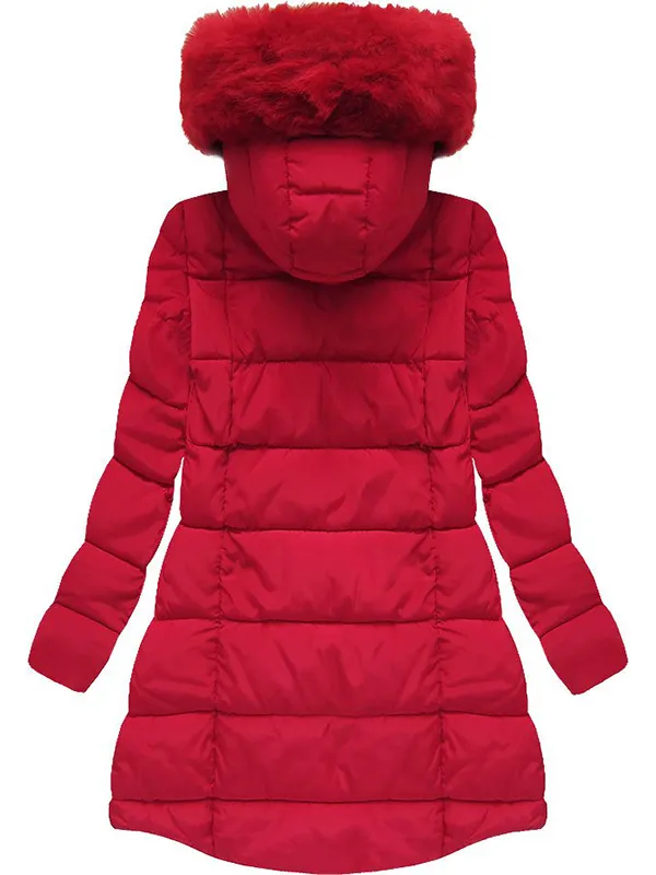Red asymmetric ladies winter jacket