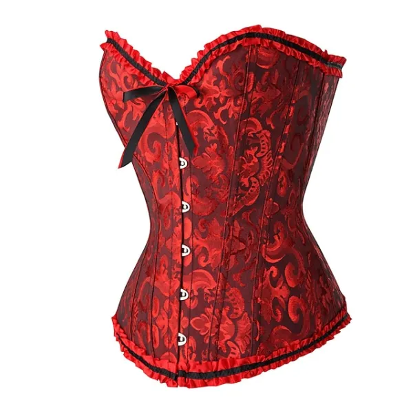 Women's Plus Size Halloween Corsets Country Bavarian Overbust Corset Tummy Control Push Up Jacquard Solid Colored Abstract Sexy Hook & Eye Lace Up Nylon Polyester Christmas Party Wedding Party