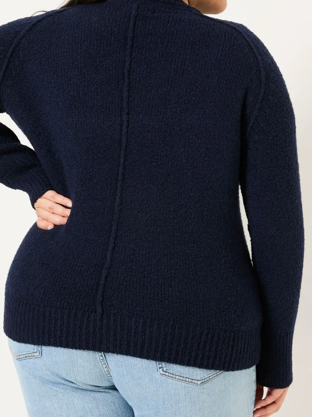 Navy Bonnie Boucle V-Neck Jumper