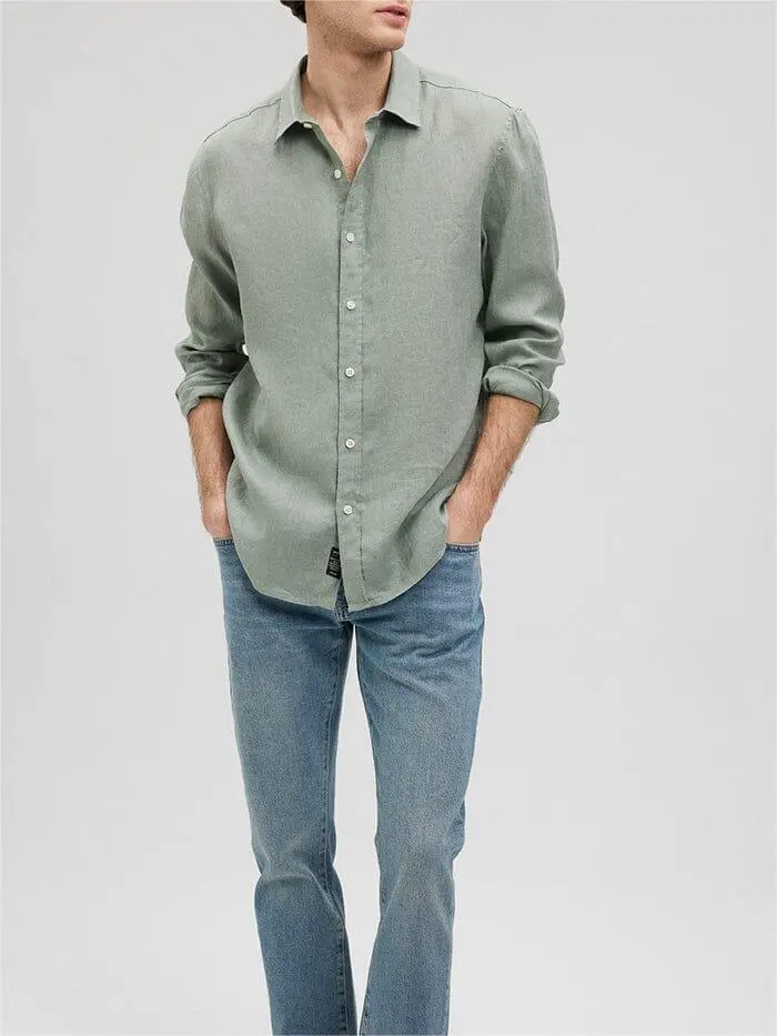 Olive Green Casual Men's Shirt