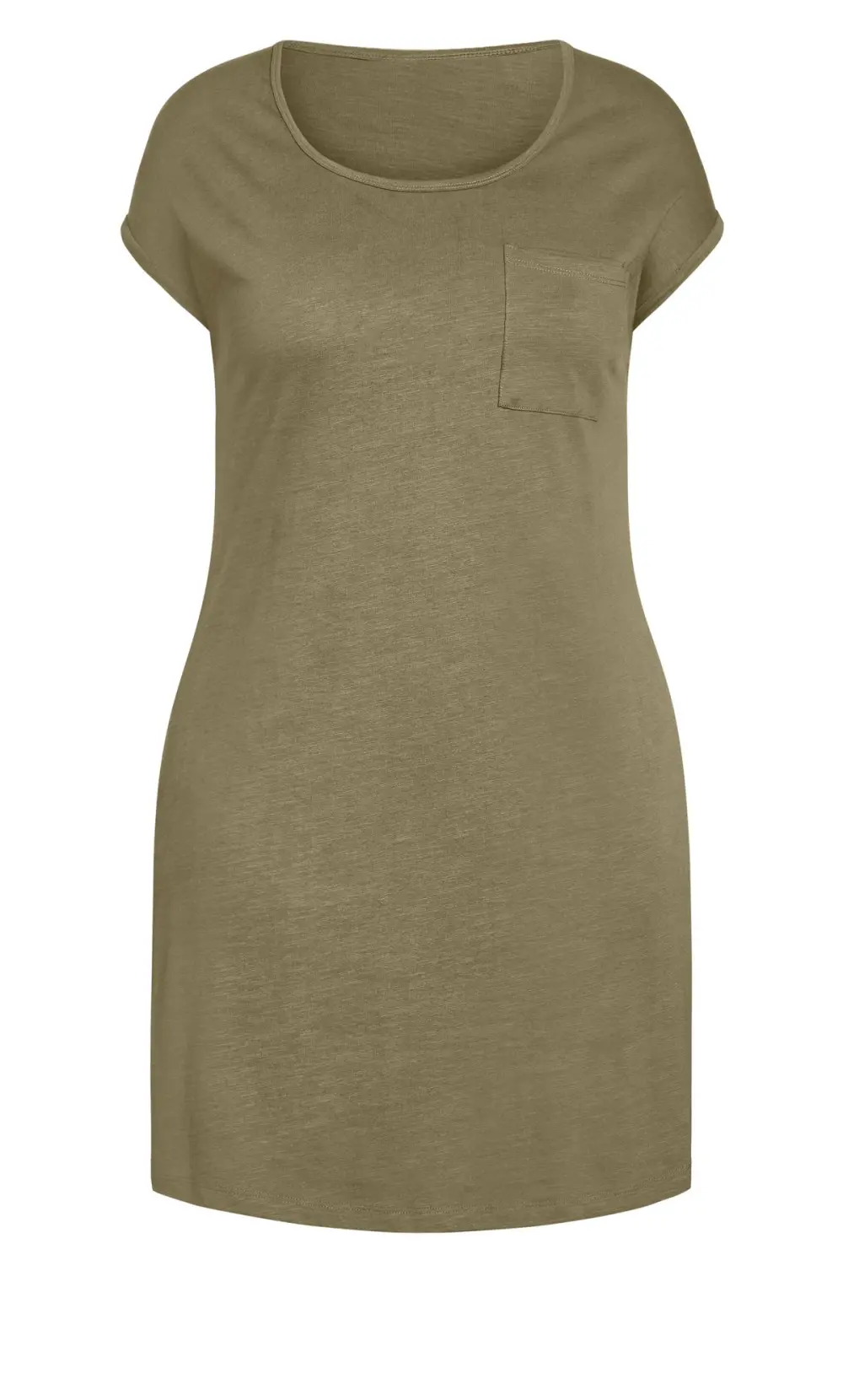 Evans Natural Olive Green Pocket Detail T-Shirt Dress