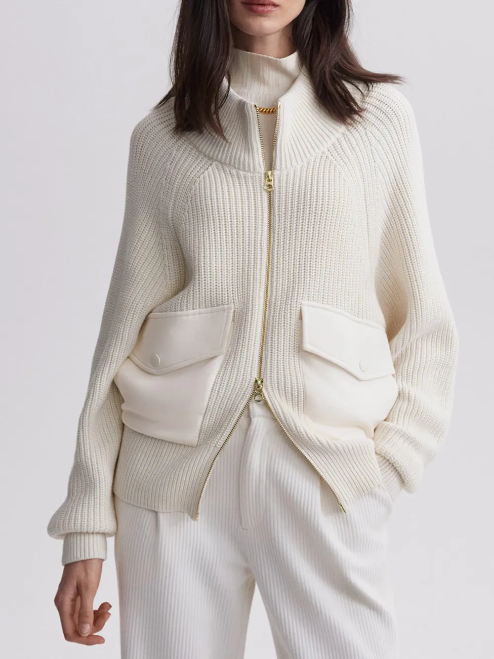 Cotton Half-Zip Knit Jackets