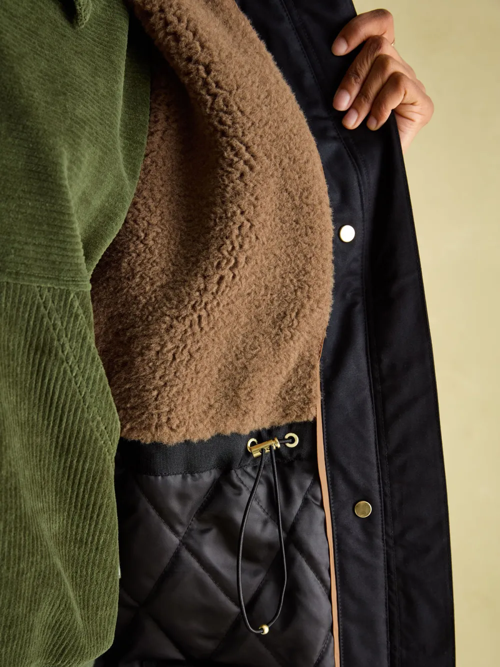 Cosy Black Waterproof Fleece Lined Raincoat