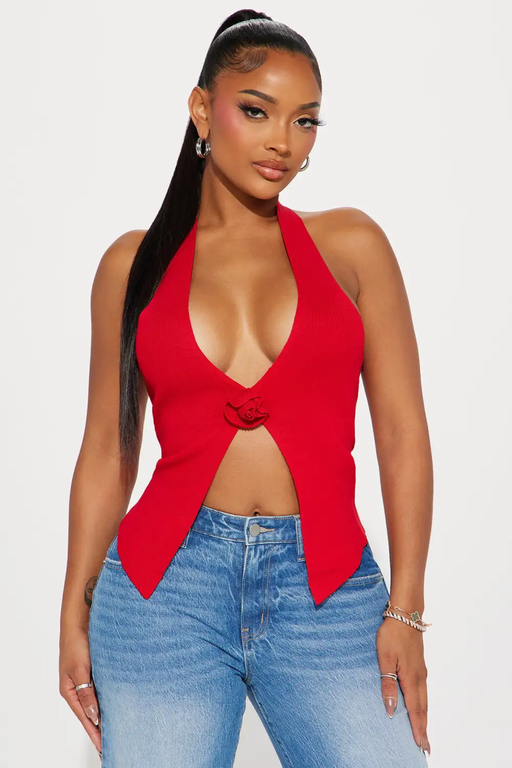 Rosalia Sweater Top - Red