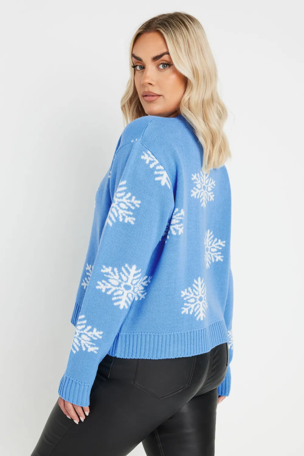 LIMITED COLLECTION Curve Blue Snowflake Knitted Cardigan