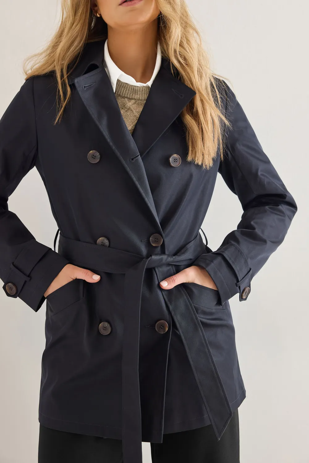 Casual Style Navy Blue Lined Coat