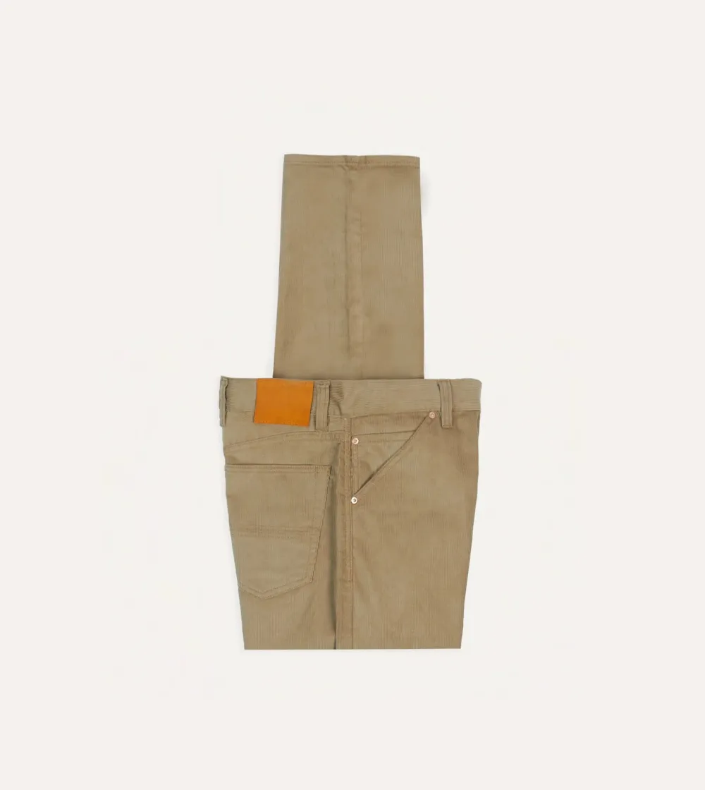 Khaki Straight Leg Casual Trousers