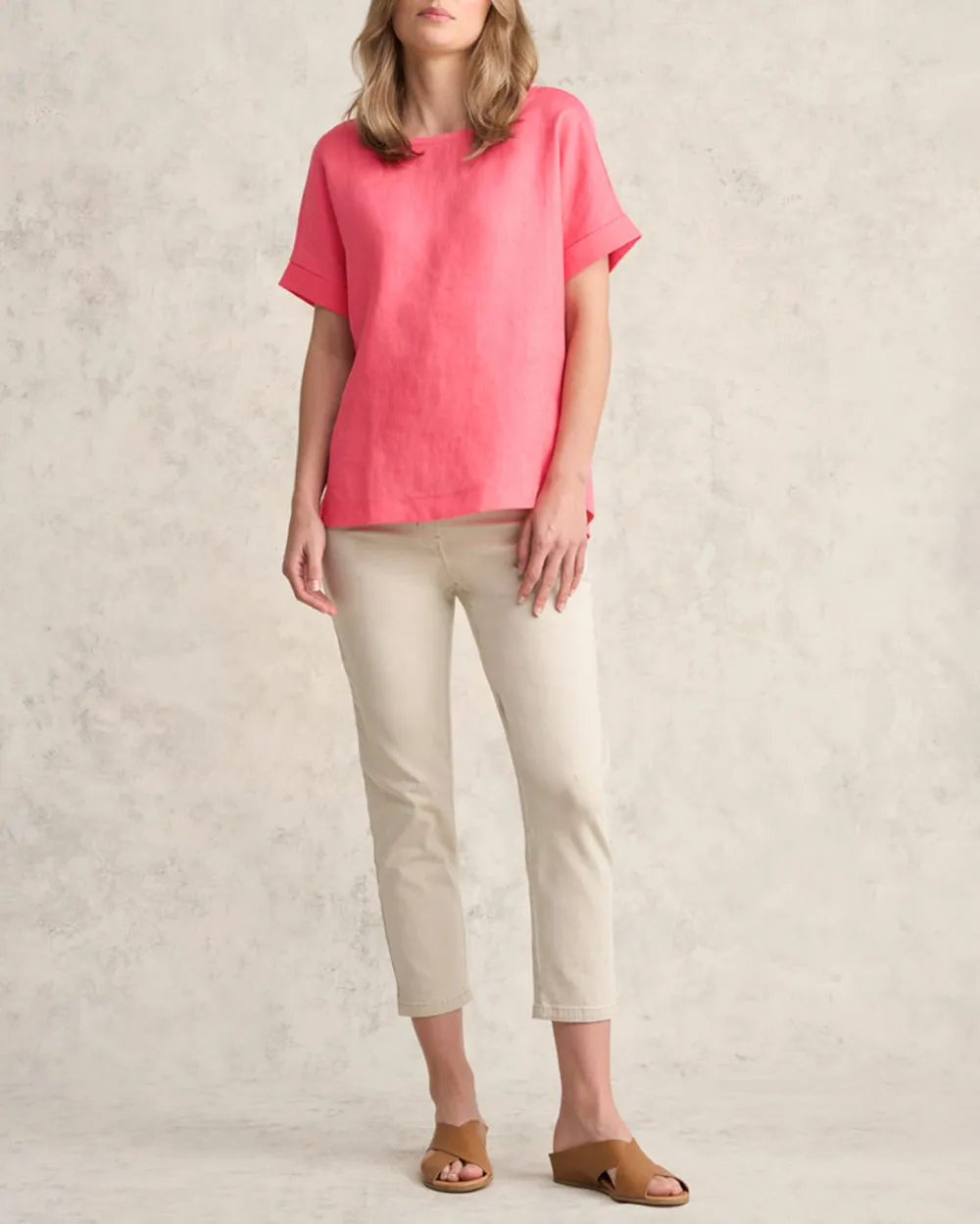 Loose Fit Short Sleeve Linen Top