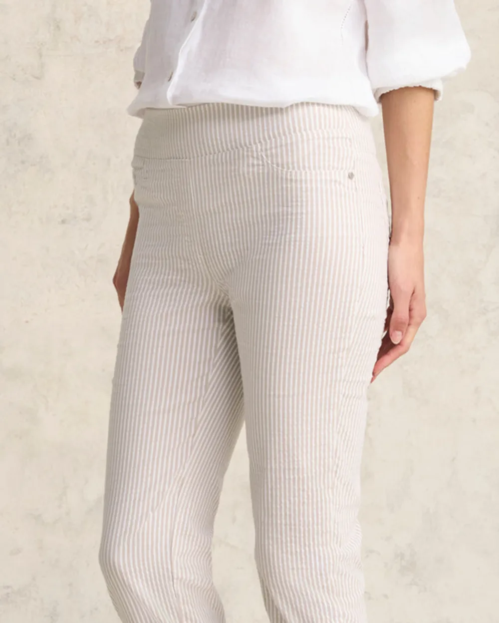 Striped Ankle Length Stretch Pants