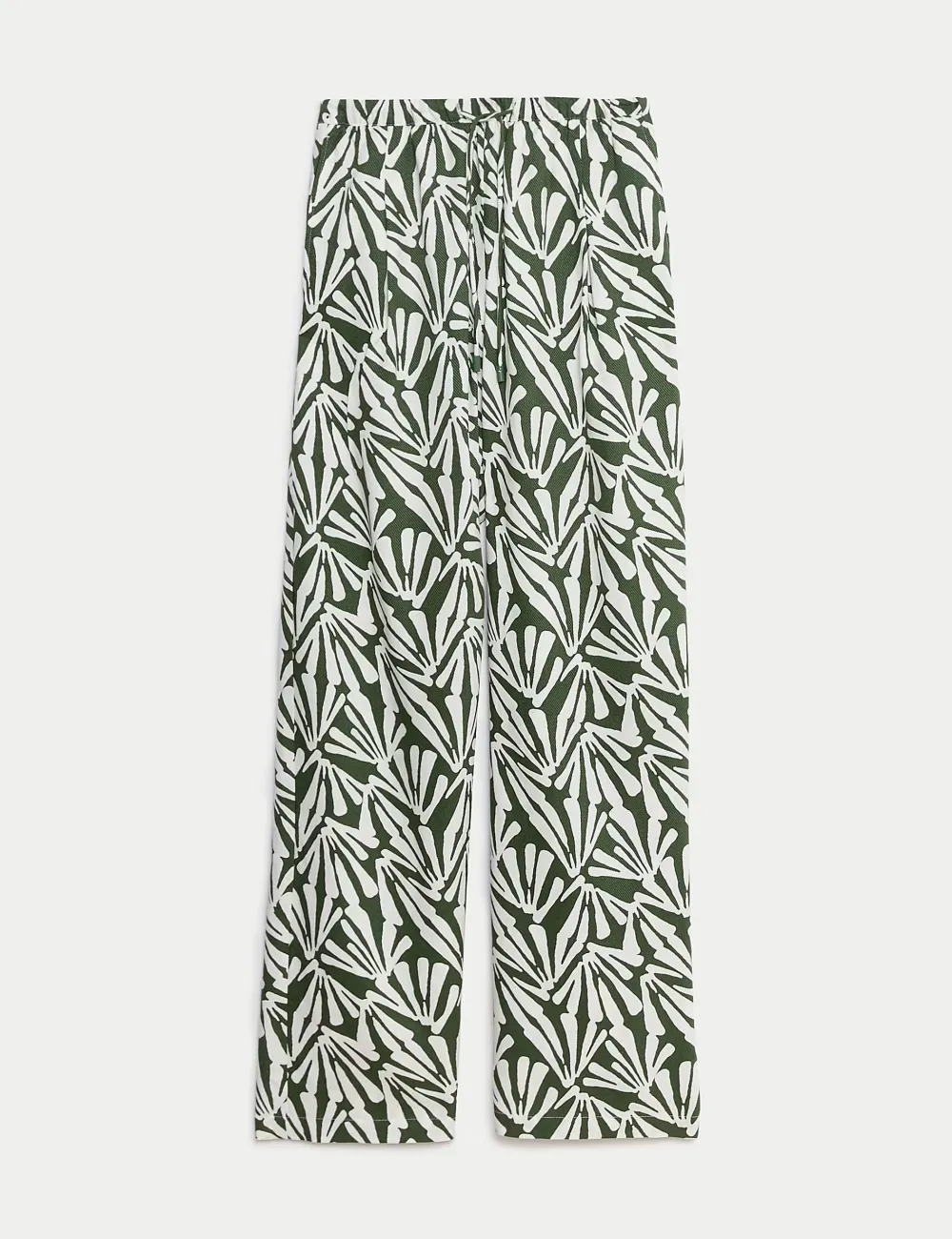 Plants Printed Wide Leg Trousers