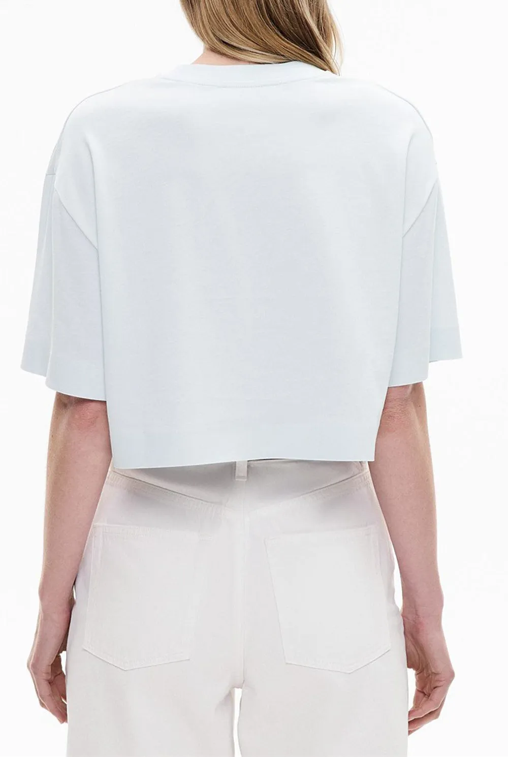 Solid-Color Crop Top Casual T-Shirt