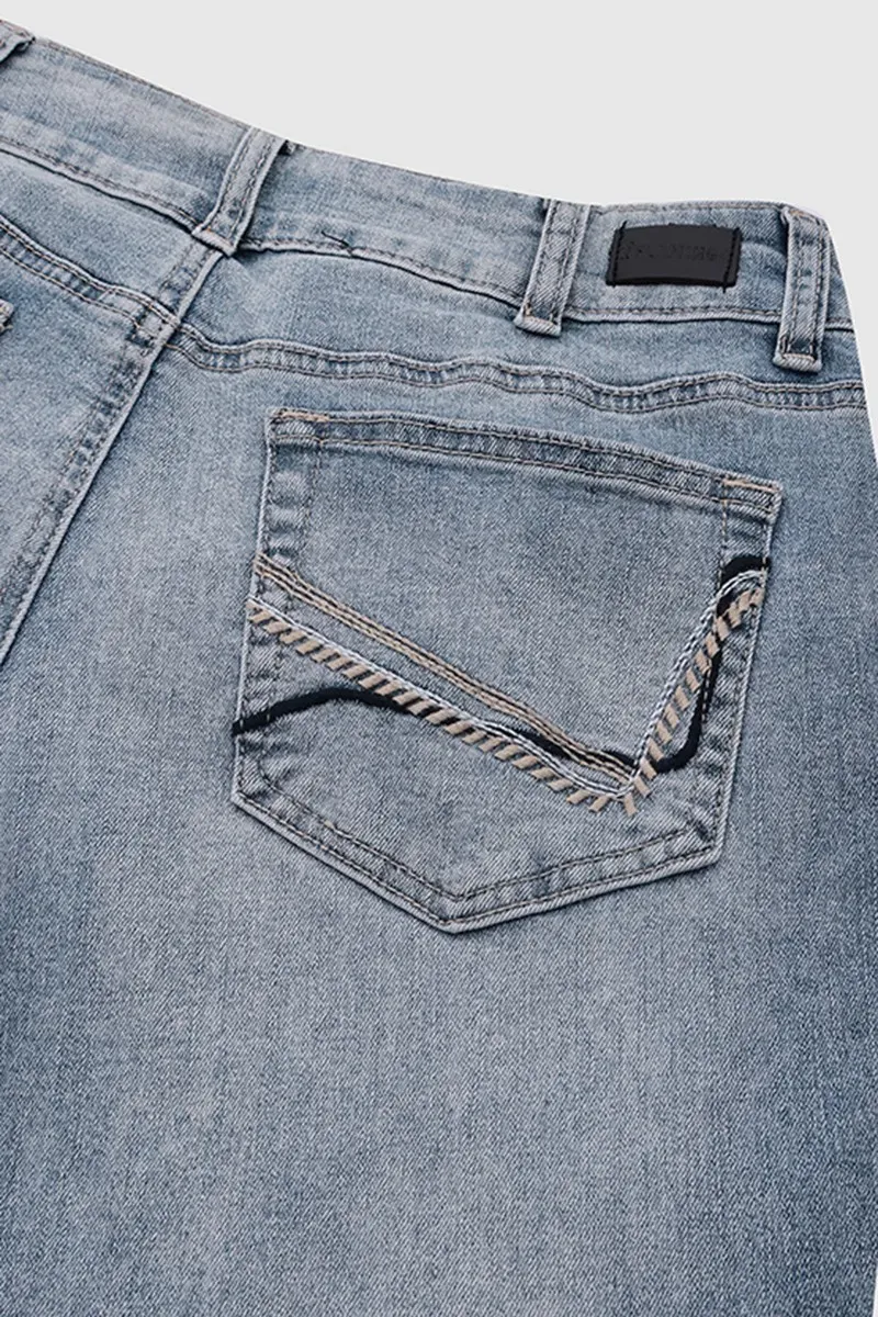 Vintage Zip Fly Mid Waist Bootcut Jeans Without Belt