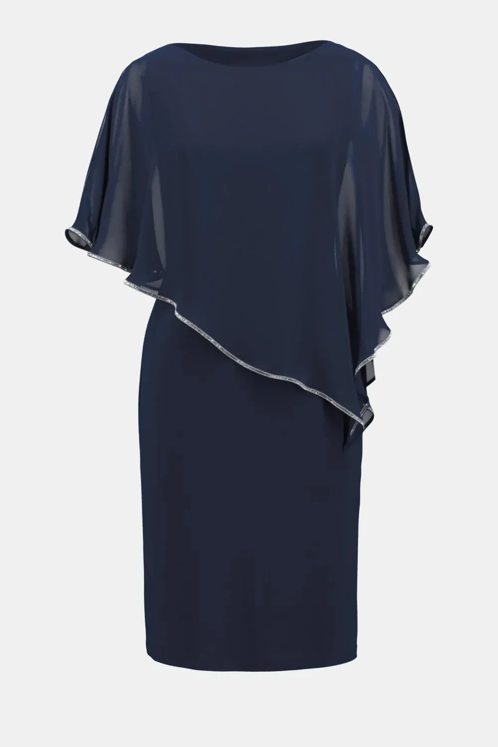 Midnight Blue Sheer - Sleeve Wrap Dress